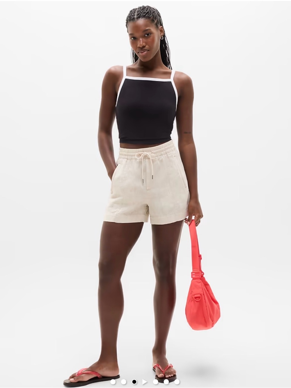 Athleta Retreat Undyed Drawstring 100% linen midrise 4” shorts